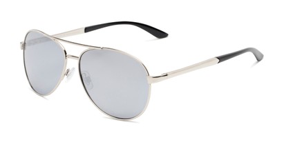 Angle of Piston #6308 in Silver/Black Frame with Silver Mirrored Lenses, Women's and Men's Aviator Sunglasses