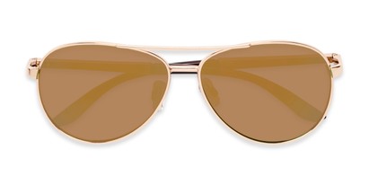 Folded of Piston #6308 in Gold/Brown Frame with Gold Mirrored Lenses