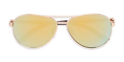 Folded of Piston #6308 in Gold/Brown Frame with Yellow/Blue Mirrored Lenses