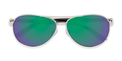Folded of Piston #6308 in Silver/Black Frame with Green/Purple Mirrored Lenses