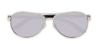 Folded of Piston #6308 in Silver/Black Frame with Silver Mirrored Lenses