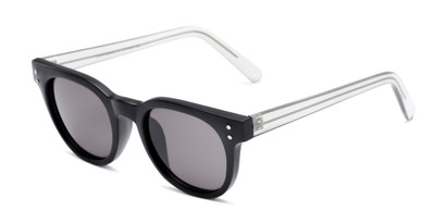Angle of Porter in Black Frame with Grey Lenses, Women's and Men's Retro Square Sunglasses