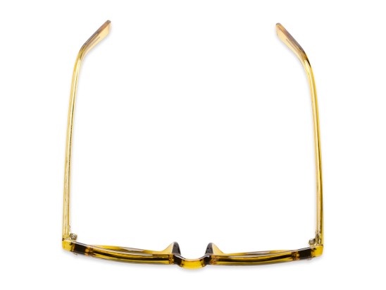 Overhead of Porter in Clear Yellow Frame with Grey Lenses