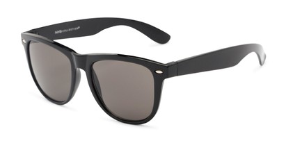 Angle of Portland #1108 in Black Frame with Grey Lenses, Women's and Men's Retro Square Sunglasses