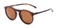 Angle of Potrero #16030 in Matte Dark Tortoise Frame with Amber Lenses, Women's and Men's Round Sunglasses