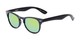 Angle of Rawlins #54090 in Grey/Black Frame with Green Mirrored Lenses, Women's and Men's Browline Sunglasses