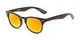Angle of Rawlins #54090 in Black/Dark Brown Frame with Orange Mirrored Lenses, Women's and Men's Browline Sunglasses