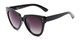 Angle of Roane #34121 in Black Frame with Smoke Lenses, Women's Cat Eye Sunglasses
