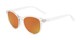 Angle of Roman #2886 in Clear Frame with Orange Mirrored Lenses, Women's and Men's Round Sunglasses