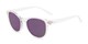 Angle of Roman #2886 in Clear Frame with Purple Mirrored Lenses, Women's and Men's Round Sunglasses
