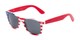 Angle of Rushmore #2058 in Red/White/Blue with Red Temples, Women's and Men's Retro Square Sunglasses