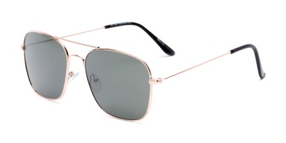 Angle of Russell #6235 in Gold Frame with Green Lenses, Women's and Men's Aviator Sunglasses