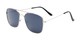 Angle of Russell #6235 in Silver Frame with Grey Lenses, Women's and Men's Aviator Sunglasses