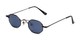 Angle of 1991 by Foster Grant in Gunmetal Frame with Blue Lenses, Women's Round Sunglasses