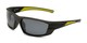 Angle of BGM 1801 by Body Glove in Grey Frame with Smoke Mirrored Lenses, Men's Sport & Wrap-Around Sunglasses