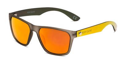 Angle of BGM 2014 by Body Glove in Grey/Yellow Frame with Orange Mirrored Lenses, Men's Retro Square Sunglasses