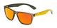 Angle of BGM 2014 by Body Glove in Grey/Yellow Frame with Orange Mirrored Lenses, Men's Retro Square Sunglasses
