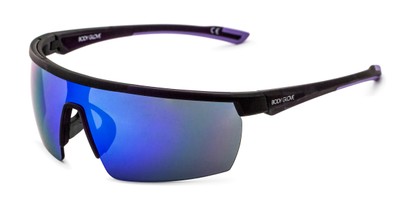 Angle of BGPC 2102 by Body Glove in Black Frame with Blue/Purple Mirrored Lenses, Men's Sport & Wrap-Around Sunglasses