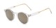 Angle of Bigsby in Clear/Gold Frame with Smoke Mirrored Lenses, Women's and Men's Round Sunglasses