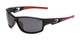 Angle of Burton in Black/Red Frame with Smoke Lenses, Men's Sport & Wrap-Around Sunglasses