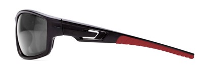 Side of Burton in Black/Red Frame with Smoke Lenses
