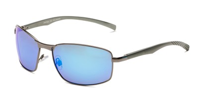 Angle of Cassian in Grey Frame with Blue Mirrored Lenses, Men's Square Sunglasses