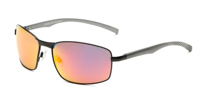 Angle of Cassian in Black Frame with Red/Orange Mirrored Lenses, Men's Square Sunglasses