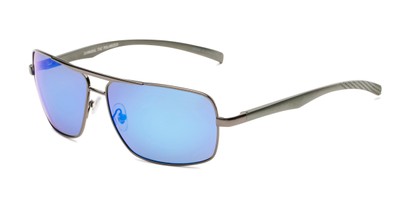 Angle of Connor in Grey Frame with Blue Mirrored Lenses, Men's Aviator Sunglasses