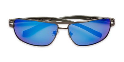 Folded of Connor in Grey Frame with Blue Mirrored Lenses