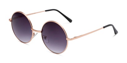 Angle of Coraline in Gold Frame with Smoke Gradient Lenses, Women's Round Sunglasses