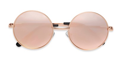 Folded of Coraline in Rose Gold Frame with Pink Mirrored Lenses