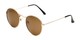 Angle of Dapper in Gold Frame with Amber Lenses, Women's and Men's Round Sunglasses