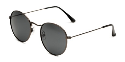 Angle of Dapper in Black Frame with Smoke Lenses, Women's and Men's Round Sunglasses