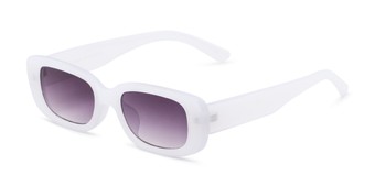 Angle of Darcy in Frosted White Frame with Grey Gradient Lenses, Women's Rectangle Sunglasses
