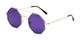 Angle of Dewey in Gold Frame with Purple Lenses, Women's Round Sunglasses