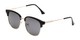 Angle of Everett in Black/Gold Frame with Smoke Lenses, Women's Browline Sunglasses