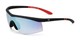 Angle of FGMSPT 2002 by Foster Grant in Black/Red Frame with Blue Mirrored Lenses, Men's Sport & Wrap-Around Sunglasses