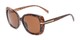 Angle of Francine by Nine West in Brown Snake/Gold Frame with Amber Lenses, Women's Square Sunglasses