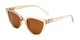 Angle of Jenny in Clear Brown Frame with Amber Lenses, Women's Cat Eye Sunglasses