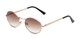 Angle of Karlie in Gold Frame with Amber Gradient Lenses, Women's Round Sunglasses