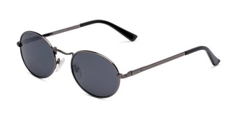 Angle of Karlie in Gunmetal Frame with Smoke Lenses, Women's Round Sunglasses