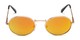 Front of Karlie in Gold Frame with Yellow/Orange Mirrored Lenses