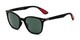 Angle of Landry in Black/Red Frame with Green Lenses, Women's and Men's Retro Square Sunglasses