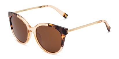 Angle of Lesley by Nine West in Crystal Tan/Brown Tortoise Frame with Amber Lenses, Women's Cat Eye Sunglasses