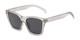 Angle of Lucy in Clear Grey Frame with Smoke Lenses, Women's Square Sunglasses