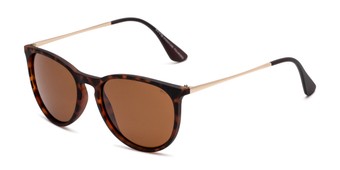 Angle of Marco in Matte Tortoise/Gold Frame with Amber Lenses, Men's Round Sunglasses