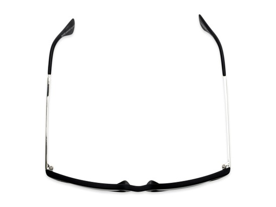 Overhead of Marco in Matte Black/Silver Frame with Smoke Lenses