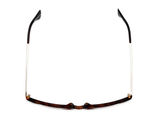 Overhead of Marco in Matte Tortoise/Gold Frame with Amber Lenses
