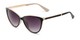 Angle of Polly in Black/Tan Frame with Smoke Gradient Lenses, Women's Cat Eye Sunglasses