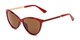 Angle of Polly in Red Frame with Amber Lenses, Women's Cat Eye Sunglasses